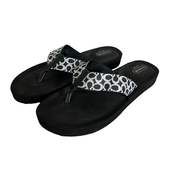 Coach Shoes - Coach Jessalyn Flat Flip-Flop Thong Sandal  Size 7.5B  Black Signature C Print